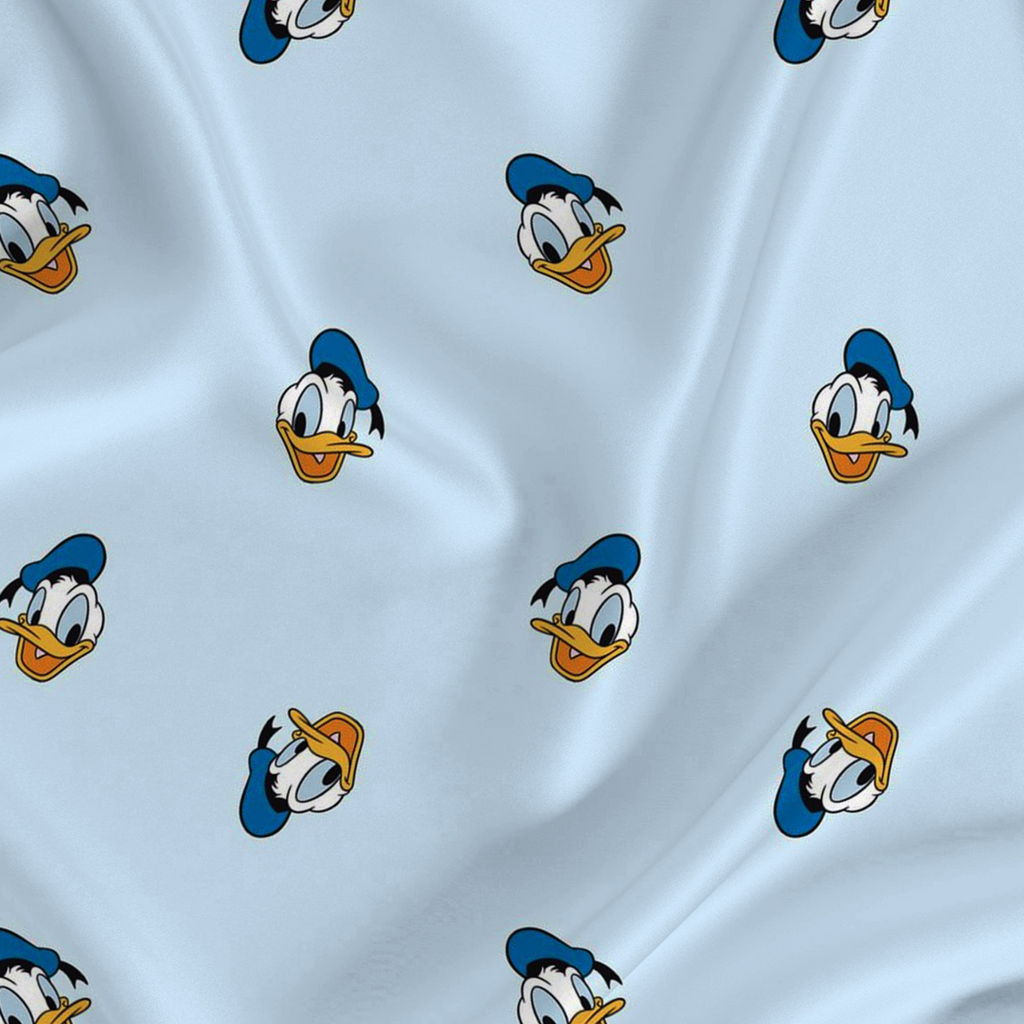 Cartoon Printed Fabric Material Cartoon Modal Satin Blue