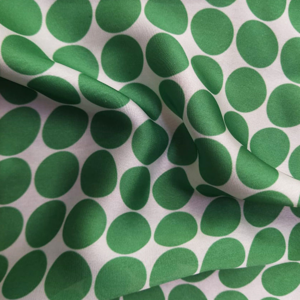 Polka Dot Printed Fabric Material Polka Dot Satin Gerogette Green