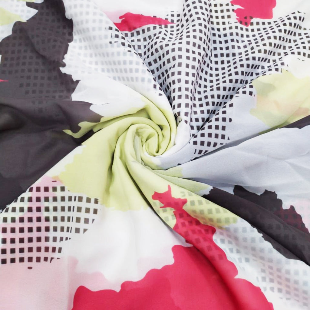 Abstract Serenity: Satin Georgette - Embrace the Allure of Abstract Patterns