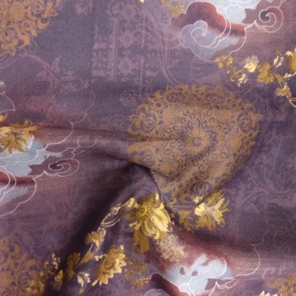 Traditional Printed Fabric Material: Traditional Pashmina Purple