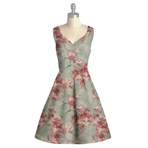 Abstract Garden: Blossoming Beauty on Satin Georgette