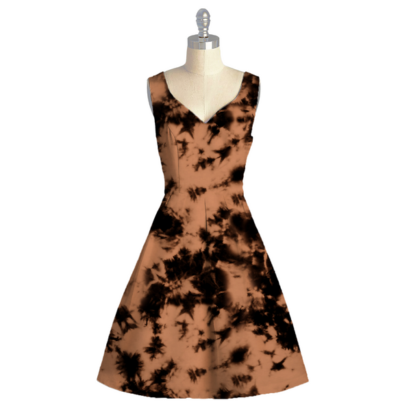 Tie & Dye Printed Fabric Material: Tie & Dye Satin Georgette Brown