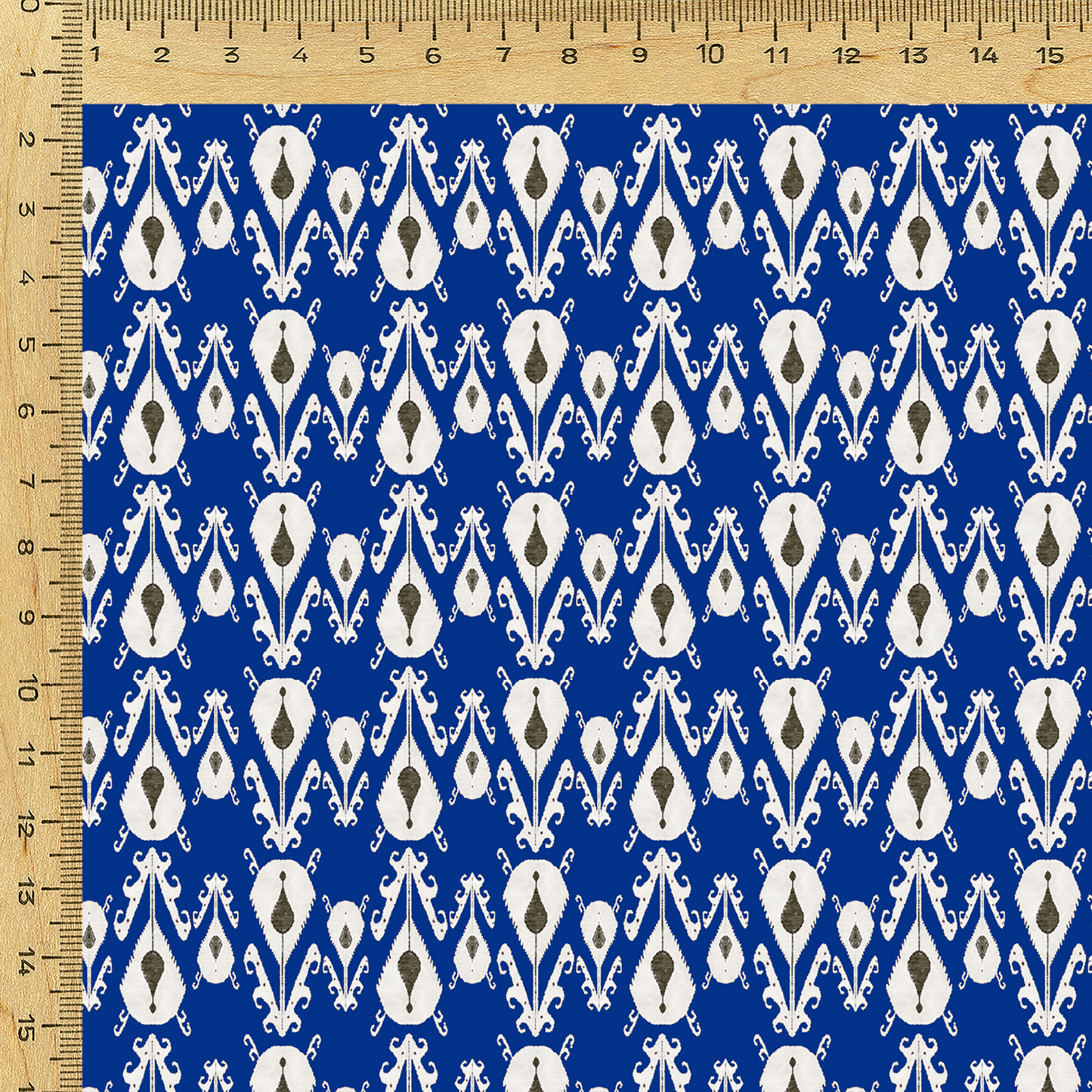 Traditional Printed Fabric Material Ikat Satin Georgette Blue