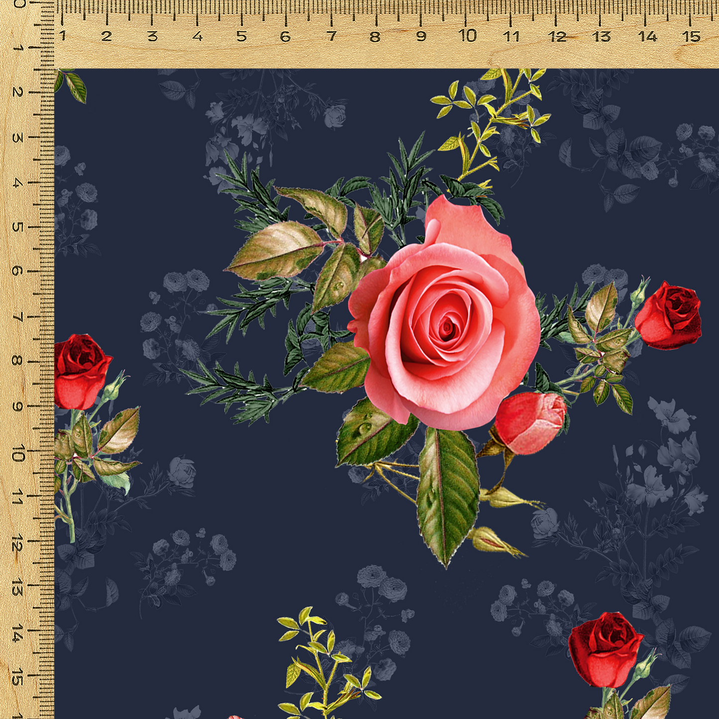 Flower Seamless Pattern on Blue Background Printed Fabric Material: Floral Georgette Blue