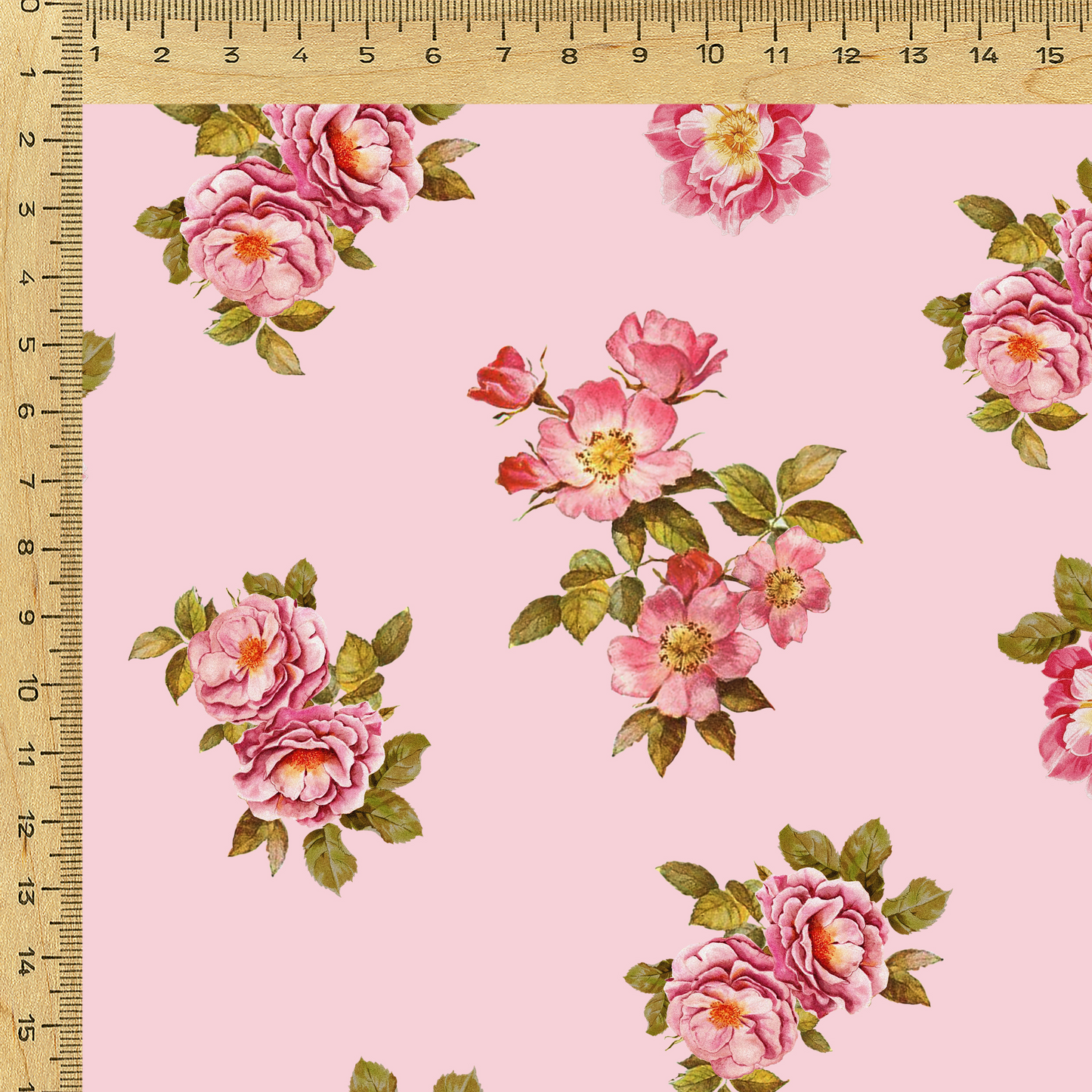 Floral Printed Fabric Material Floral Modal Satin Pink