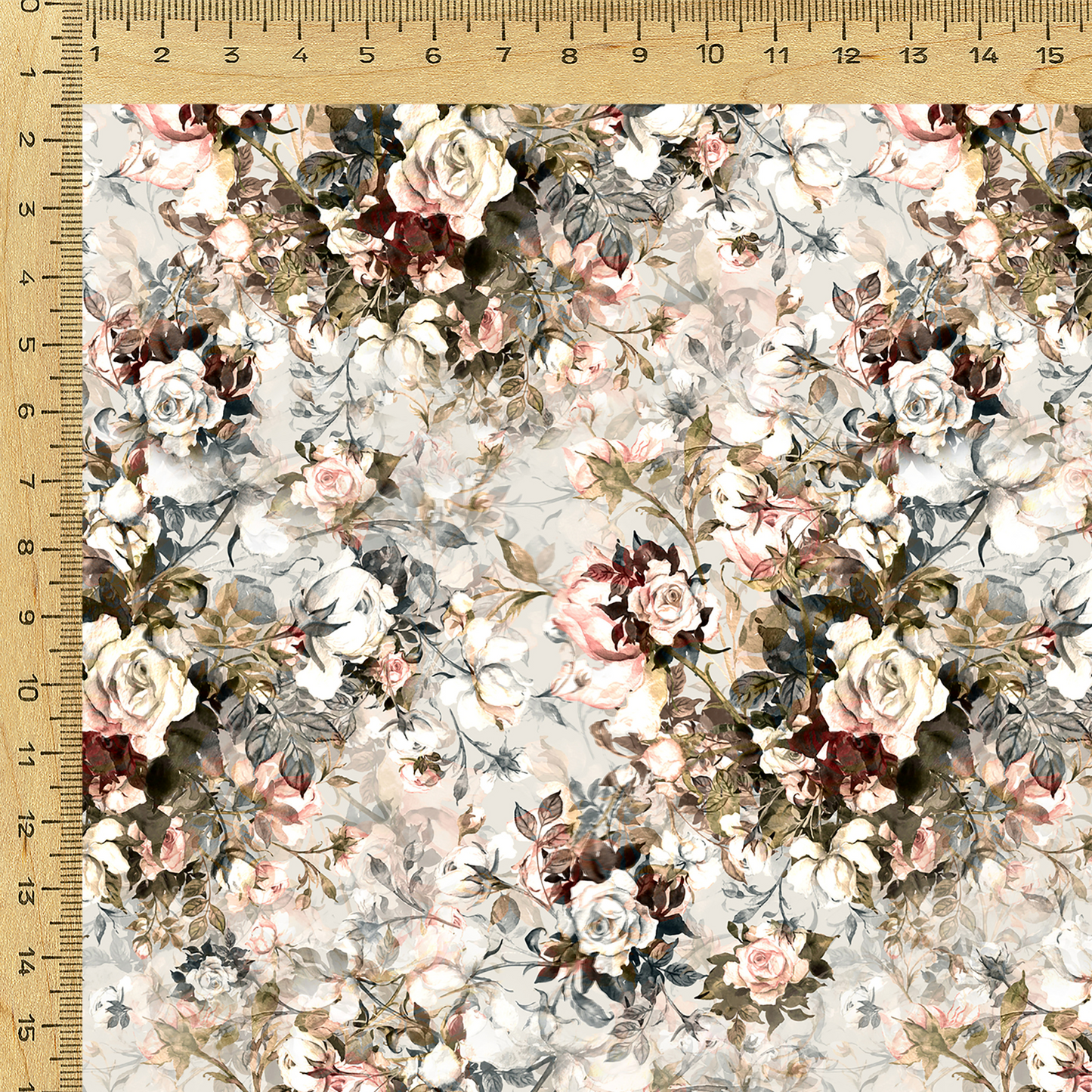 Beautiful English Floral Printed Fabric Material: Traditional Pashmina Off White