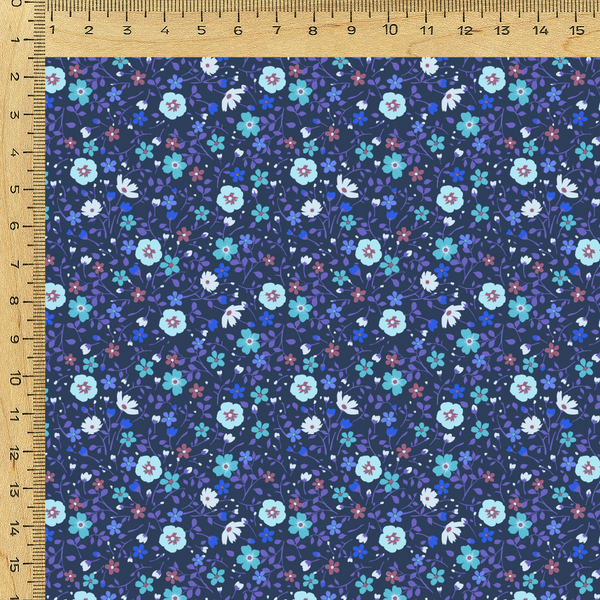 Ditsy Floral Printed Fabric Material Floral Chiffon Blue