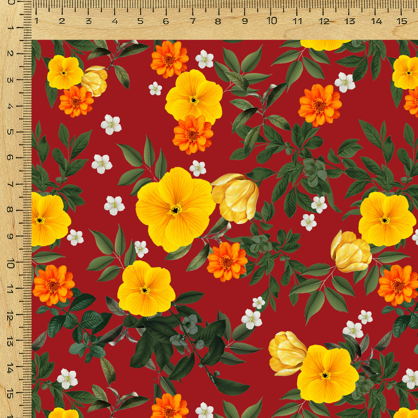 Floral Printed Fabric Material Floral Modal Satin Maroon