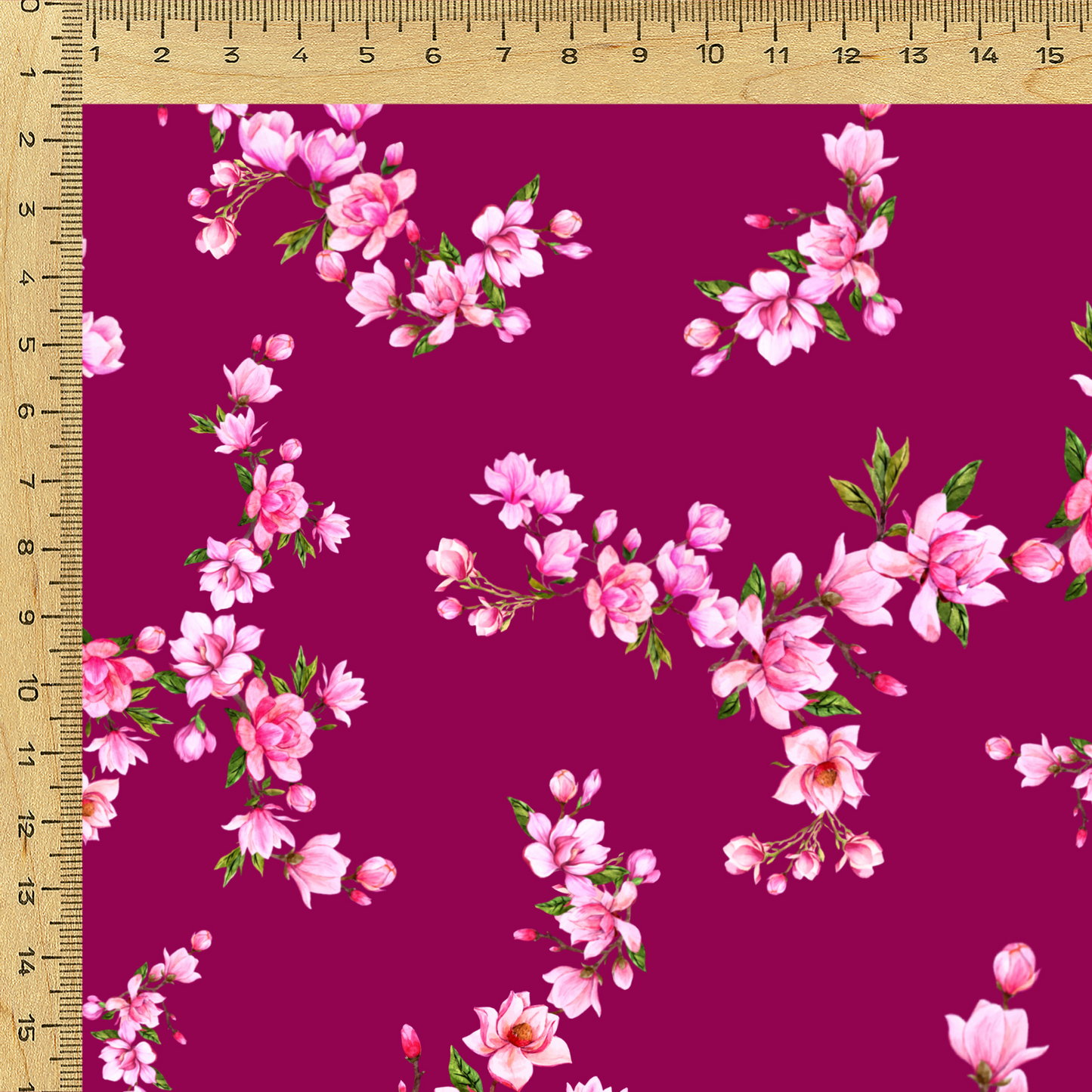 Watercolour Floral Printed Fabric Material Floral Modal Satin Red