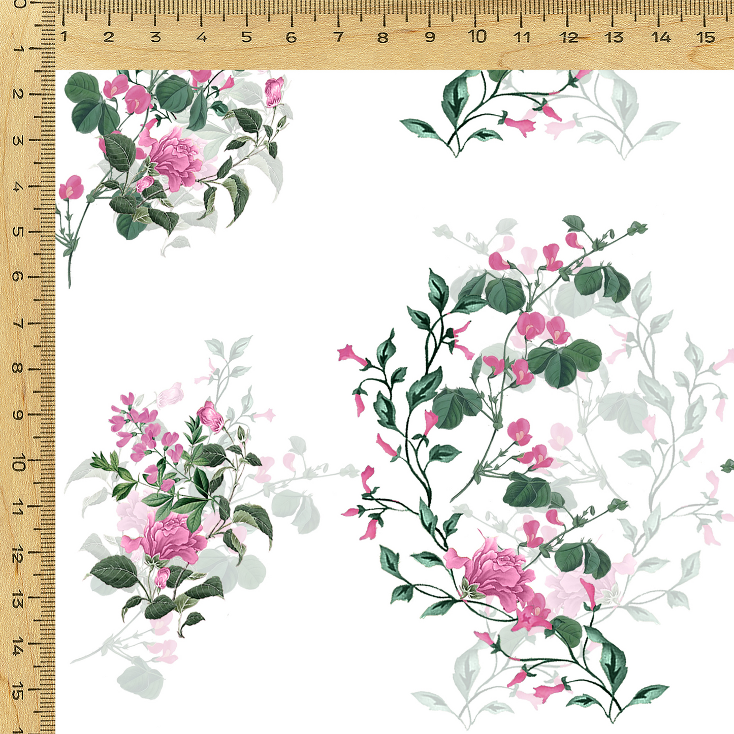 Floral Printed Fabric Material Floral Modal Satin White