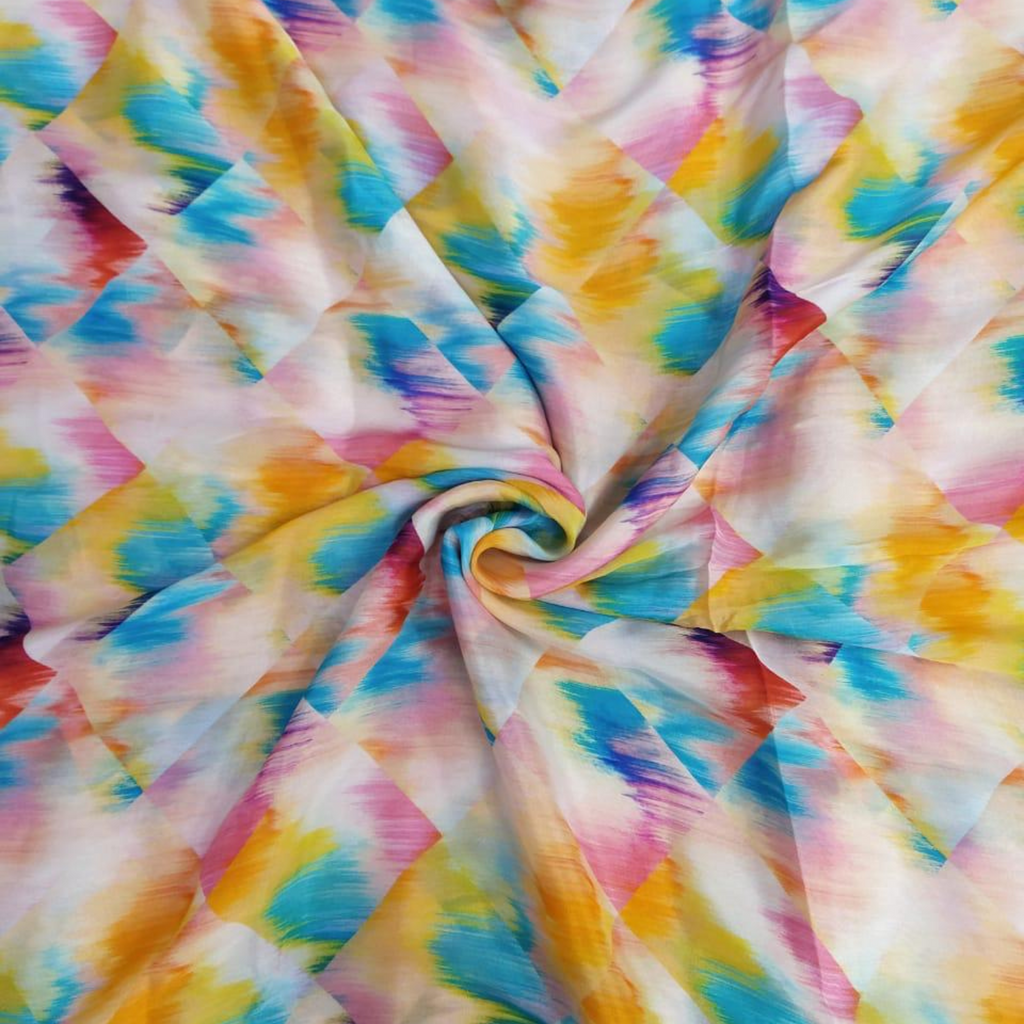 Radiate Elegance: OM Fabs' MultiColor Abstract Digital Print Fabrics