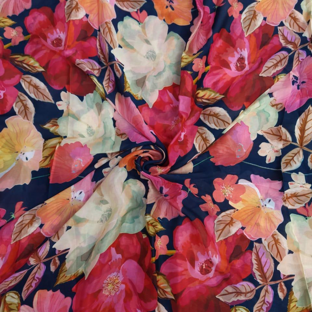 Blossoming Beauty: MultiColor Floral Pattern Digital Printed Fabrics by OM Fabs