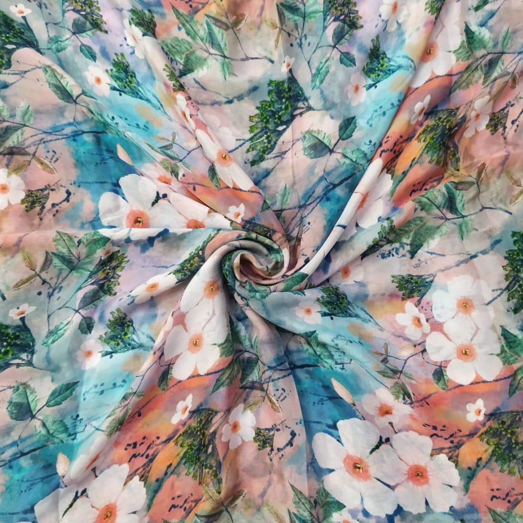 Floral Elegance Unveiled: MultiColor Digital Printed Fabrics by OM Fabs