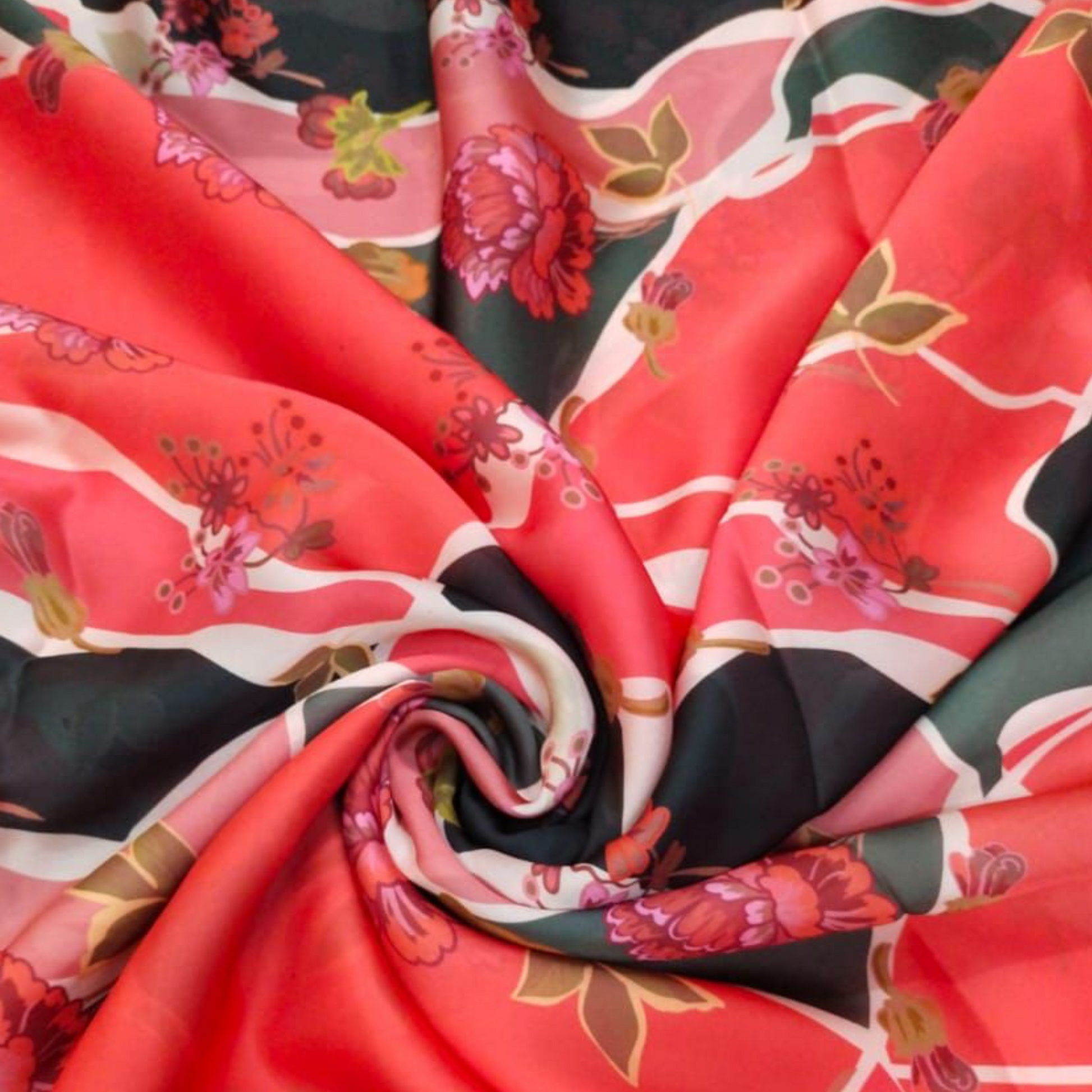 OM Fabs' Exceptional Collection of 100% Polyester Satin Georgette Fabric: Meticulously Crafted in India with OM PRINTS Precision, Elevating Your Creations with the Timeless Beauty of Satin Georgette