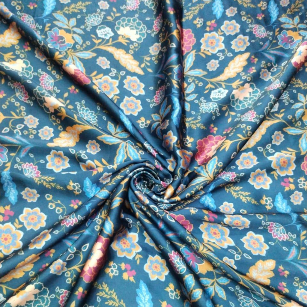 Floral Opulence Unleashed: OM Fabs' 100% Polyester Fabric Extravaganza