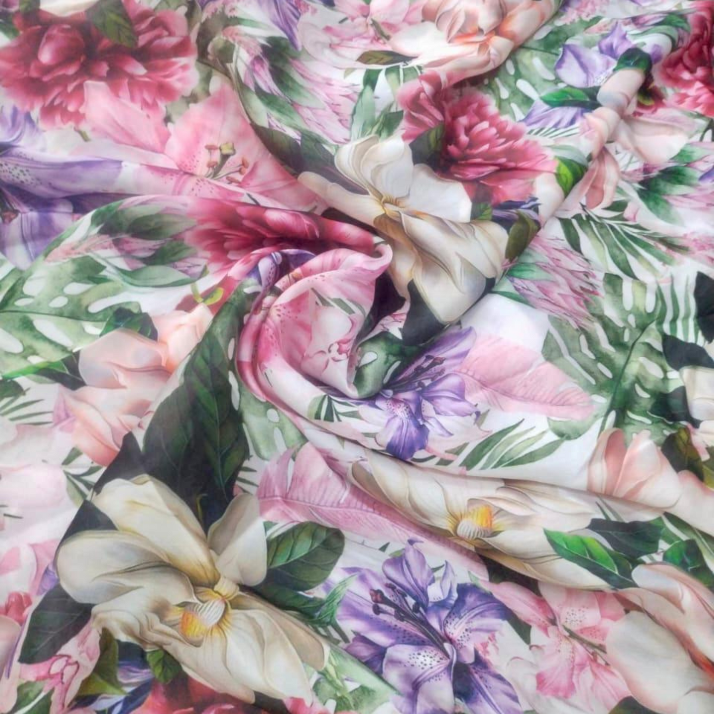 Satin Georgette Floral Fabrics by OM PRINTS