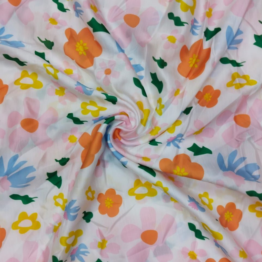 Floral Elegance: Satin Georgette Fabrics by OM Fabs