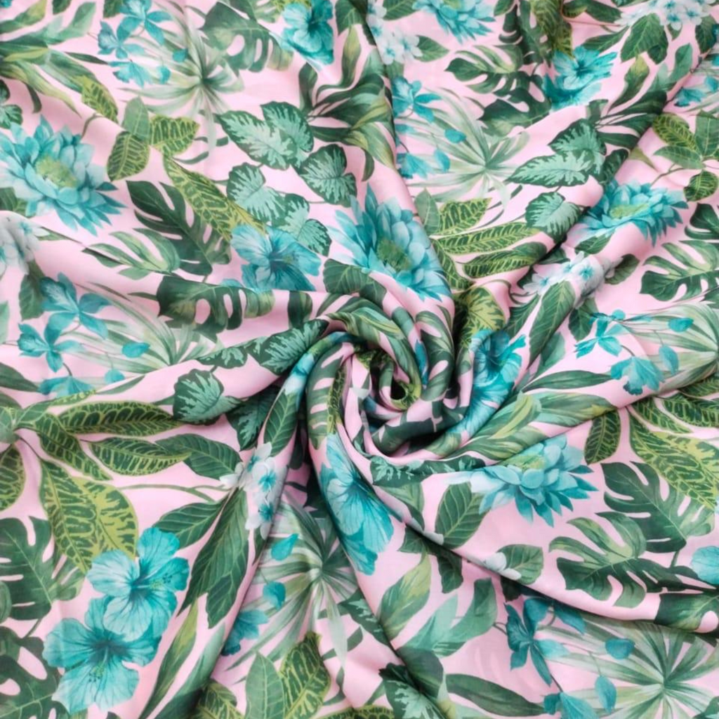 Discover Paradise: Multicolor Tropical Pattern Digital Printed Fabrics by OM Fabs